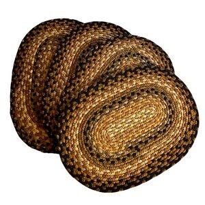 NWT Farmhouse Jute Braided Oval Placemats SET OF 4 Earth Colors INDIA